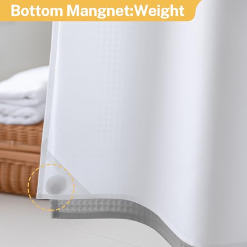 River Dream 86" Extra Long No Hooks Shower Curtain with Snap in Liner, Waffle Weave Cotton Blend,Hotel Quality,Black,71Wx86L - color: Grey, size: 71"W x 86"L (Pack of 1)
