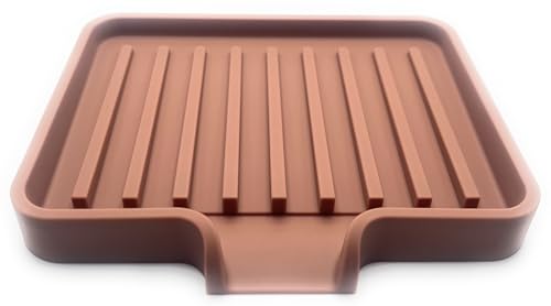 Silicone Soap Dish Tray and Sponge Holder with Drain Chute, Rectangular, Kitchen and Bathroom Sink Organizer (Mocha, 5.2"x4" (Set of 2), 7.2 Ounces) - color: Mocha, size: (SM) 5.2"x4" (2pcs)