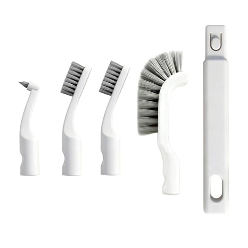 Crevice Cleaning Brush Set, Grout Brush Tools with 4Pcs Repalceable Scrub Brushes & 1 Handle, Small Hard Bristle Cleaner Brushes for Home Kitchen Sink Bathroom Corner Window Groove Cup Blender - size: 1small+1big+2medium