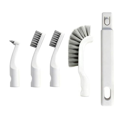 Crevice Cleaning Brush Set, Grout Brush Tools with 4Pcs Repalceable Scrub Brushes & 1 Handle, Small Hard Bristle Cleaner Brushes for Home Kitchen Sink Bathroom Corner Window Groove Cup Blender - size: 1small+1big+2medium