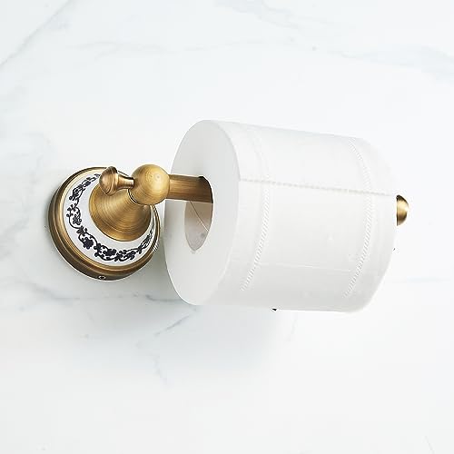 Toilet Paper Holder, Bathroom Toilet Paper Roll Holder Antique Bronze Brass Wall Mounted Bathroom Hardware Accessories,Porcelain Design - color: Toilet Paper Holder