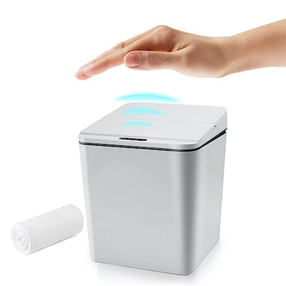 Automatic Small Countertop Trash Can with Lid, 1.5 Gal/6L Toucheless Mini Waste Bin for Office Desk/Bedside Table/Coffee Bar -Batteries, Grey - style: 6 Liter - Grey