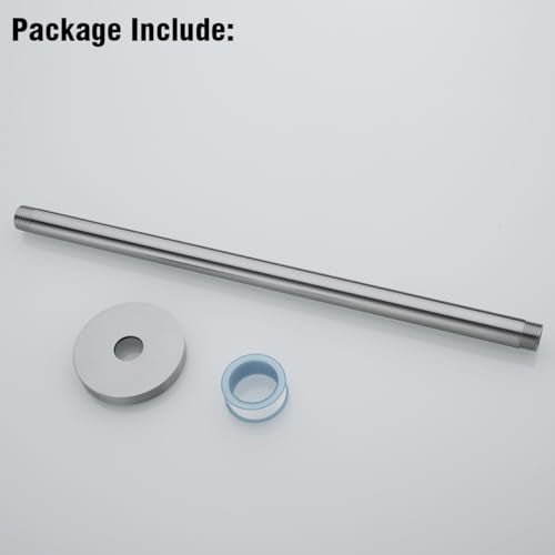 RANDOM Brushed Nickel Shower Arm with Flange 16 Inches Ceiling Mount Shower Head Extension Straight Arm Ceiling-Mounted For Fixed Shower Head.RD-91038-16BN - color: 16″ Brushed Nickel(Round Flange)
