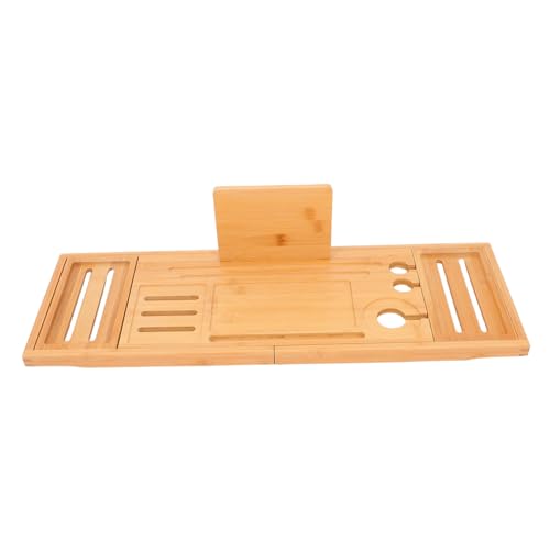 Expandable Bamboo Bathtub Tray Bath Organizer for Soap Shampoo and Accessories Design for Versatile Use Any Bathtub