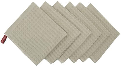 Mia'sDream Cotton Waffle Wash Cloths, 6 Pack, 13" x 13", Khaki | Soft Washcloths,Thin Wash Cloths For Showering Face, Quick Drying Face Cloths, Small Hand Towels for Bathroom & Kitchen - color: Khaki (Washcloth: 13" X 13")