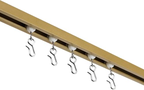 Curtain Track - Ceiling Mounted Curtain Rail for Curtains, Drapes, and Room Dividers - USA Made - Medium (16 Feet), Satin Brass - color: Satin Brass, size: Medium (16 Feet)