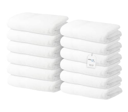 Avalon Towels Wash Cloths 12 Pack White 100% Cotton Washcloths 12x12 Face Towels, Wash Rags, Facial Towel, fingertip Towel for Bathroom, White Washcloth - color: White