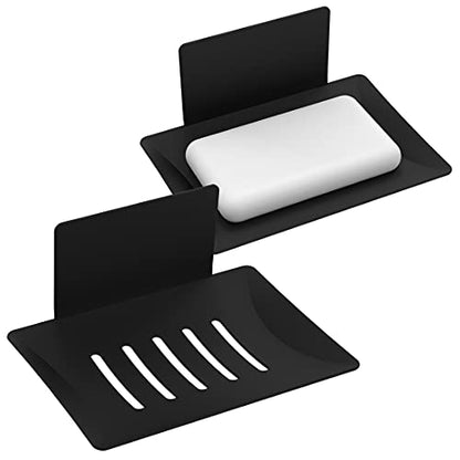 2 Pack Soap Holder for Shower Wall, 5 Slot Self-Adhesive Soap Dish for Shower, Wall Mounted Shower Soap Holder Dishes for Bathroom, Stainless Steel Soap Tray Black - color: Black 2pack