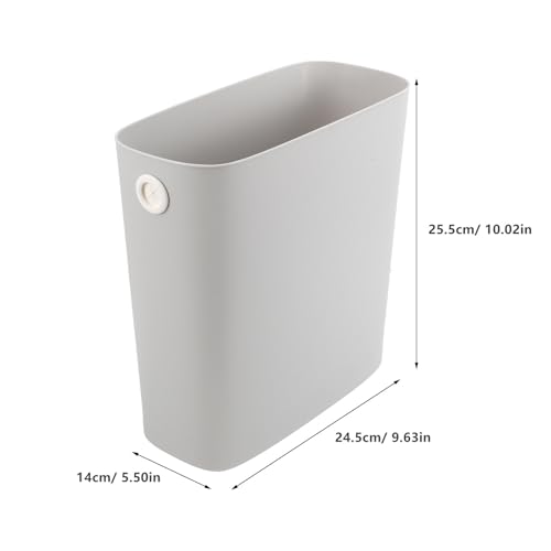 FOMIYES Narrow Trash Can Plastic Waste Container for Bedroom Kitchen Bathroom, Space-Saving Household Garbage Bin with Thickened Design, Light Gray 1pcs