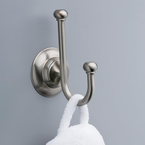 Delta Porter (1-Pack) Towel Hooks SpotShield Brushed Nickel Double J, Wall Mounted, Robes Holder Bathroom Accessories PTR35-BN - style: Double Towel Hook