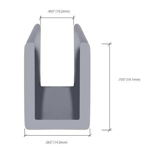 Brixwell SDCD38SN-CCP4 Satin Nickel 3/8" Fixed Panel Shower Door Deep U-Channel - 4 inch Sample - color: Satin Nickel, size: 4 Inch - Sample