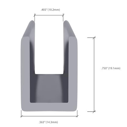 Brixwell SDCD38SN-CCP4 Satin Nickel 3/8" Fixed Panel Shower Door Deep U-Channel - 4 inch Sample - color: Satin Nickel, size: 4 Inch - Sample