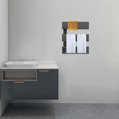 Electric Towel Warmer, Wall-Mounted Towel Heater with Timer & LED Screen, Temperature Adjustment, IPX4 Waterproof Towel Rack Dryer for Bathroom, Hotels, Home, Wide Heating Panel, 17.72" W (3 Tier) - size: 3 Tier