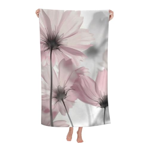 Abstract Pink Floral Beach Towel, 32x52in Microfiber Quick Dry Blossom Flower Bath Towels, Soft Lightweight Oversized Sand Free, for Travel Pool Swimming Gym Decor, Gifts - color: Floral