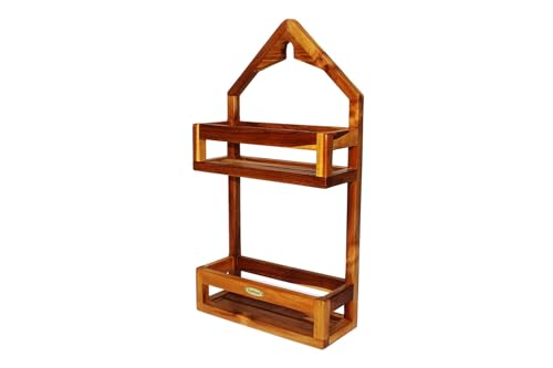EcoDecors Teak Shower Caddy, Over Shower Head Organizer, Fully Assembled | Space-saving over shower head caddy keeps shampoo, soap, razors, and bath essentials neatly organized