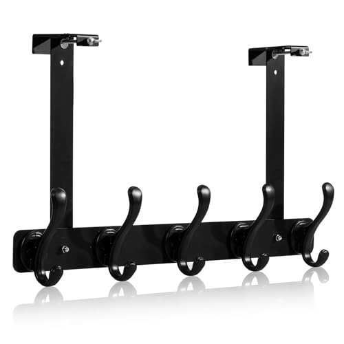 BersiteAmerican Flag Eagle Wall Hooks – Heavy-Duty Over Door Coat Hooks with 5 Hooks, Rustic Patriotic Decor for Entryway, Bedroom, Bathroom, Metal Hanger for Clothes, Hats & Towels (Black) - color: Black