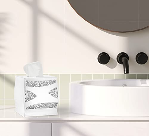 Popular Bath Sinatra Modern Bath Tissue Box Modern Classic Contemporary Decorative Beautiful Designs Bathroom Decor for Home Luxury Bath, White - size: Tissue Box