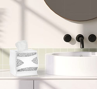 Popular Bath Sinatra Modern Bath Tissue Box Modern Classic Contemporary Decorative Beautiful Designs Bathroom Decor for Home Luxury Bath, White - size: Tissue Box