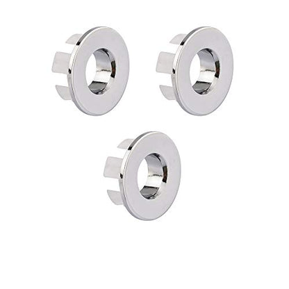 Sink Basin Trim Overflow Cover Brass Insert in Hole Round Caps Chrome 3 PCS - color: Chrome 3 Pcs