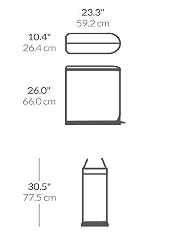 simplehuman 45 Liter / 11.9 Gallon Butterfly Lid Kitchen Step Trash Can, Brushed Stainless Steel - size: 45 liter Brushed