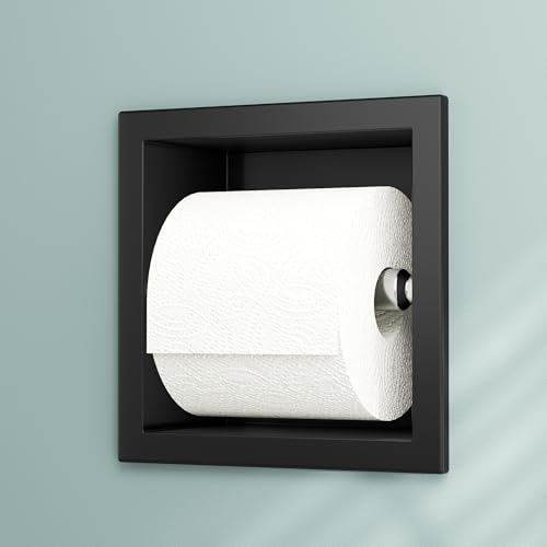 Neodrain Matte Black Recessed in Wall Toilet Paper Holder | 304 Stainless Steel ,Rustproof,Durable construction, Space-saving, Built-in Wall toilet paper Holder for Bathroom & RV - color: Matte Black, size: 6X6In