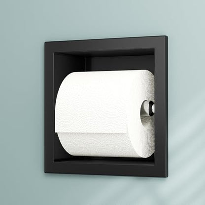 Neodrain Matte Black Recessed in Wall Toilet Paper Holder | 304 Stainless Steel ,Rustproof,Durable construction, Space-saving, Built-in Wall toilet paper Holder for Bathroom & RV - color: Matte Black, size: 6X6In