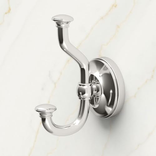 Gatco 4125 Tavern Double Robe Hook, Wall Mounted Bathroom Hook for Towels and Robes, Polished Nickel - color: Polished Nickel