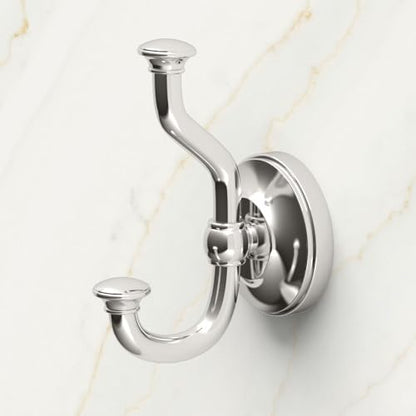 Gatco 4125 Tavern Double Robe Hook, Wall Mounted Bathroom Hook for Towels and Robes, Polished Nickel - color: Polished Nickel
