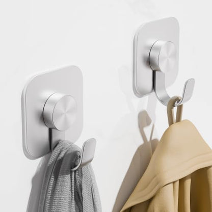 Aikzik 4 Pack Large Heavy Duty Wall Hooks - 26lb Max, Stainless Steel Adhesive Towel Hooks for Hanging Towel, Coat, Robe, Sticky Towel Holder for Wall Mount in Bathroom, Kitchen, Shower, Door - Silver - color: Silver