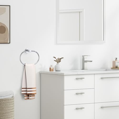 Angle Simple Towel Ring, Swivel Hand Towel Holder for Bathroom, Chrome | Heavy Duty Stainless Steel, Move Back & Forth, Screw Wall Mounted Kitchen Washcloth Dishrag Hanger Rack - color: Oval - Chrome