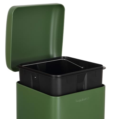 happimess Betty 8 Gal Step Trash Can Soft-Close Lid, Pine Green | Removable Liner, Semi-Rectangular, Steel Pedal, Iron Powder Coated, 27" Height, Non-Skid Base - color: Pine Green