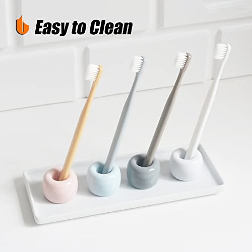 Urbanstrive Sleek Mini Ceramics Toothbrush Holder Stand for Bathroom Vanity Countertops, Black - color: Black