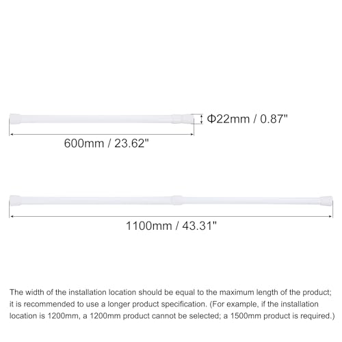 uxcell Tension Curtain Rod, Adjustable 24 to 43 inches, 0.75" Dia White Spring Tension Rod No Drilling Expandable Tension Rod for Doorway, Kitchen - size: 24-43 inch