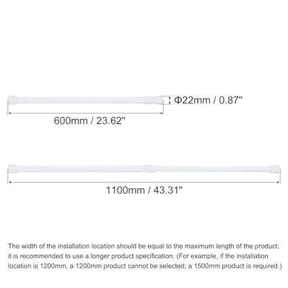 uxcell Tension Curtain Rod, Adjustable 24 to 43 inches, 0.75" Dia White Spring Tension Rod No Drilling Expandable Tension Rod for Doorway, Kitchen - size: 24-43 inch