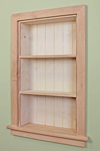 14x24 Aiden Recessed Wall Niche Medicine Cabinet Replacement, in The Wall Bathroom Cabinet Insert Shelf/Shelves, Made in North America, Real Wood, NO MDF, Beadboard, Unfinished - color: Unfinished 4 Shelf, size: 14x24
