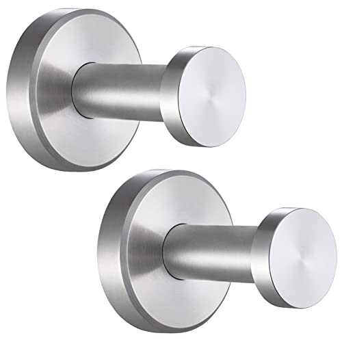 Angle Simple Brushed Nickel Bathroom Towel Hook, Robe Coat Holder, 2 Pack | SUS304 Stainless Steel, Heavy Duty Wall Hook for Clothes Shirt Scarf, Screw Mount - color: Brushed Nickel, size: 2 Pack