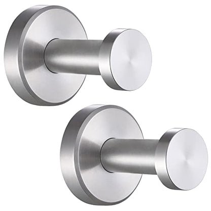 Angle Simple Brushed Nickel Bathroom Towel Hook, Robe Coat Holder, 2 Pack | SUS304 Stainless Steel, Heavy Duty Wall Hook for Clothes Shirt Scarf, Screw Mount - color: Brushed Nickel, size: 2 Pack