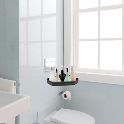 Matte Black Corner Wall Storage Shelf Space-Saving Floating Rack for Bathroom Shower with Strong Bearing Capacity Easy Wall Mount Installation