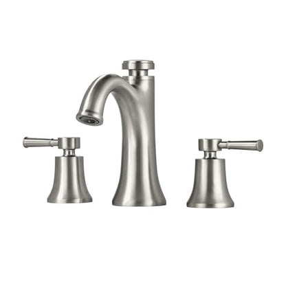 SUMERAIN Brushed Nickel Widespread Bathroom Sink Faucet 3 Hole | Transitional Style, Two Handles, Temperature Memory Function, Solid Brass - color: Brushed Nickel