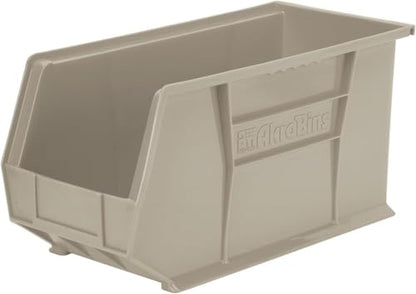 Akro-Mils 30265 AkroBins Plastic Storage Bins, 18"x8.25"x9", Stone, 6-Pack | Space-Saving Stackable Bins for Garage, Pantry, Craft Organization - color: Stone