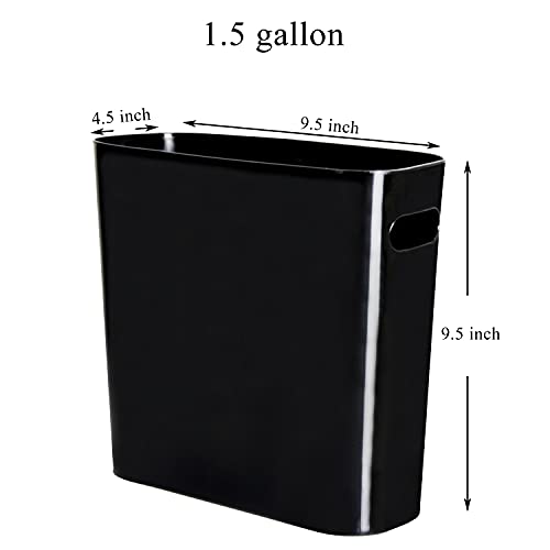 Youngever 1.5 Gallon Slim Trash Can, Plastic Garbage Container Bin, Small Trash Bin with Handles for Home Office, Living Room, Study Room, Kitchen, Bathroom (1 Pack Black) - color: Black
