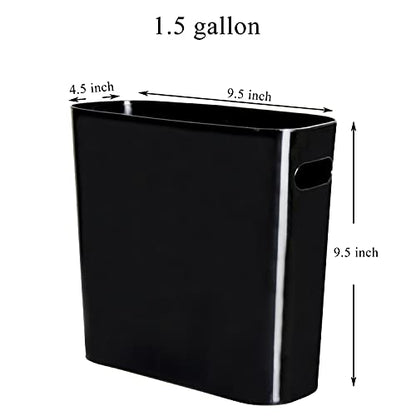 Youngever 1.5 Gallon Slim Trash Can, Plastic Garbage Container Bin, Small Trash Bin with Handles for Home Office, Living Room, Study Room, Kitchen, Bathroom (1 Pack Black) - color: Black