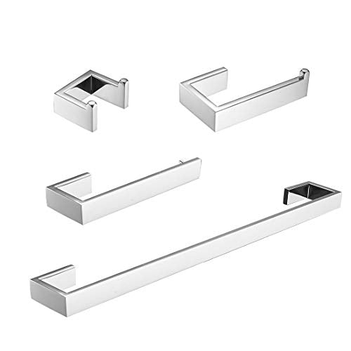 Fapully Bathroom Accessories Set, 4-Piece Bathroom Hardware Polished Chrome | SUS304 Stainless Steel | Wall Mounted - color: Polished Chrome, style: 4 Piece