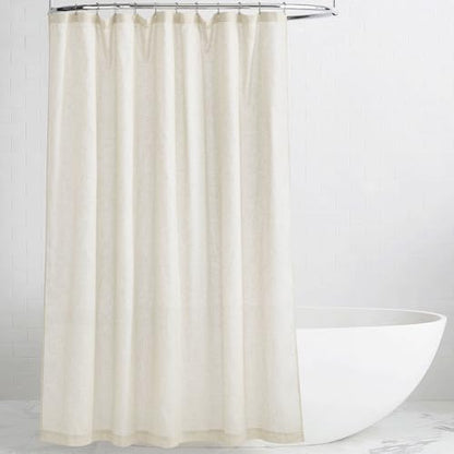 KGORGE Natural Linen Shower Curtain for Bathroom - Linen Blend Button Hole Semi Sheer Lightweight Waterproof Shower Curtains for Bathtub, 54 x 78 inches Long, Hooks Included | Semi-Sheer Waterproof Fabric Lightweight Button Hole for Bathtub, 12 Rust-Proof
