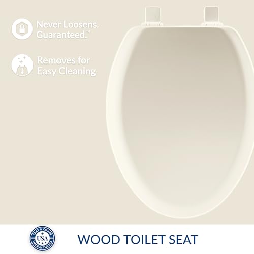 Mayfair Cameron Biscuit Toilet Seat, Non Slip Heavy Duty Wood, Easy Clean, Made in USA, Elongated - color: Biscuit, size: Elongated