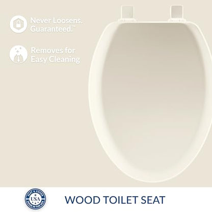 Mayfair Cameron Biscuit Toilet Seat, Non Slip Heavy Duty Wood, Easy Clean, Made in USA, Elongated - color: Biscuit, size: Elongated