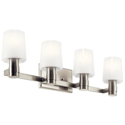 Kichler Adani 4-Light Bathroom Vanity Light, Brushed Nickel | Modern vanity light with opal glass for bathrooms and powder rooms (30" x 8.25"), 55177NI - color: Brushed Nickel, size: 30"