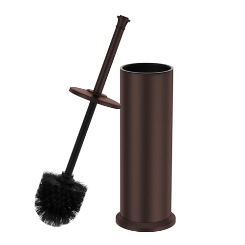 Bronze Toilet Brush and Holder，Extra Long Handled Toilet Brush for Bathroom，Stainless Steel Heavy Duty Toilet Bowl Brush,Removable Inner Bowl,Deep Cleaning Dense Bristles Cleaner Brush -Space Saving - color: Bronze