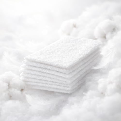 Washcloth Bundle, 18-Pack Soft White Wash Cloths for Everyday Household Use, Lightweight Absorbent Cloths for Indoor Cleaning, Bath, and General Home Tasks