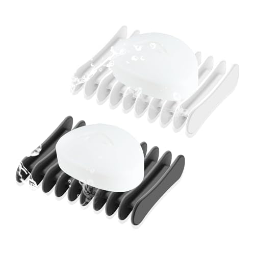2 Pcs Self Draining Silicone Soap Holder - Waterfall Design Soap Dishes for Bathroom, Keeps Soap Bars Dry & Clean (Black+White) - color: Black+white